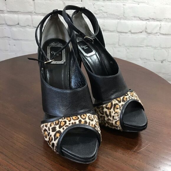 CHRISTIAN DIOR Pony Hair Peep Toe sky High heels. Very Sexy 7.5 (37.5) - Picture 6 of 8